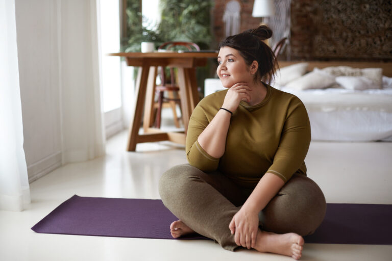 Healthy active lifestyle, fitness, pilates, dieting and excess weight concept